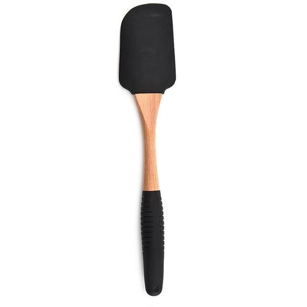 Silicone Wood Turner Soup Spoon Spatula Brush Scraper Pasta Server Gloves Egg Beater Black Kitchen Cooking Tools Kitchenware