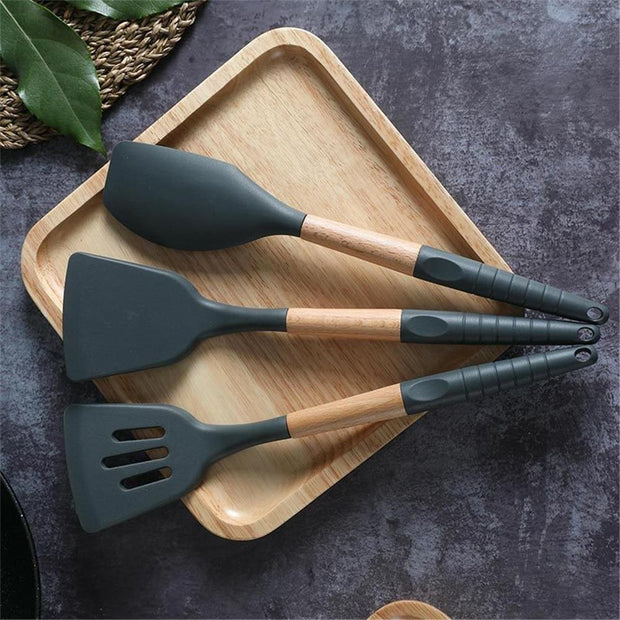 Silicone Spatula Cooking Turner Slotted Ladle Egg Soup Leakage Shovel Non-stick Spatula Basting Utensils Durable Kitchen Tools