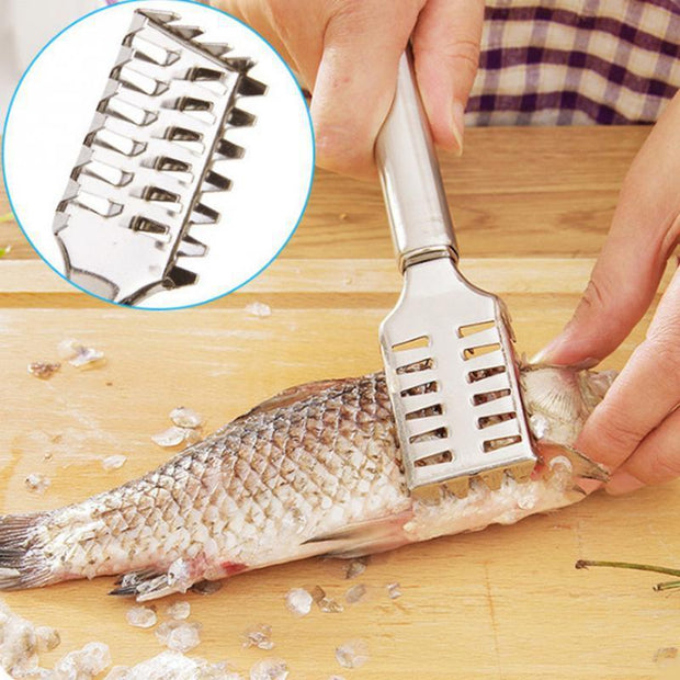 Stainless Steel Fast Cleaning Fish Scale Peeler Seafood Crackers Picks Fish Scaler Scraper Fish Skin Remover Tools